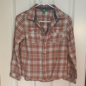Dip Brown and Cream Plaid Kids Button-Down Shirt